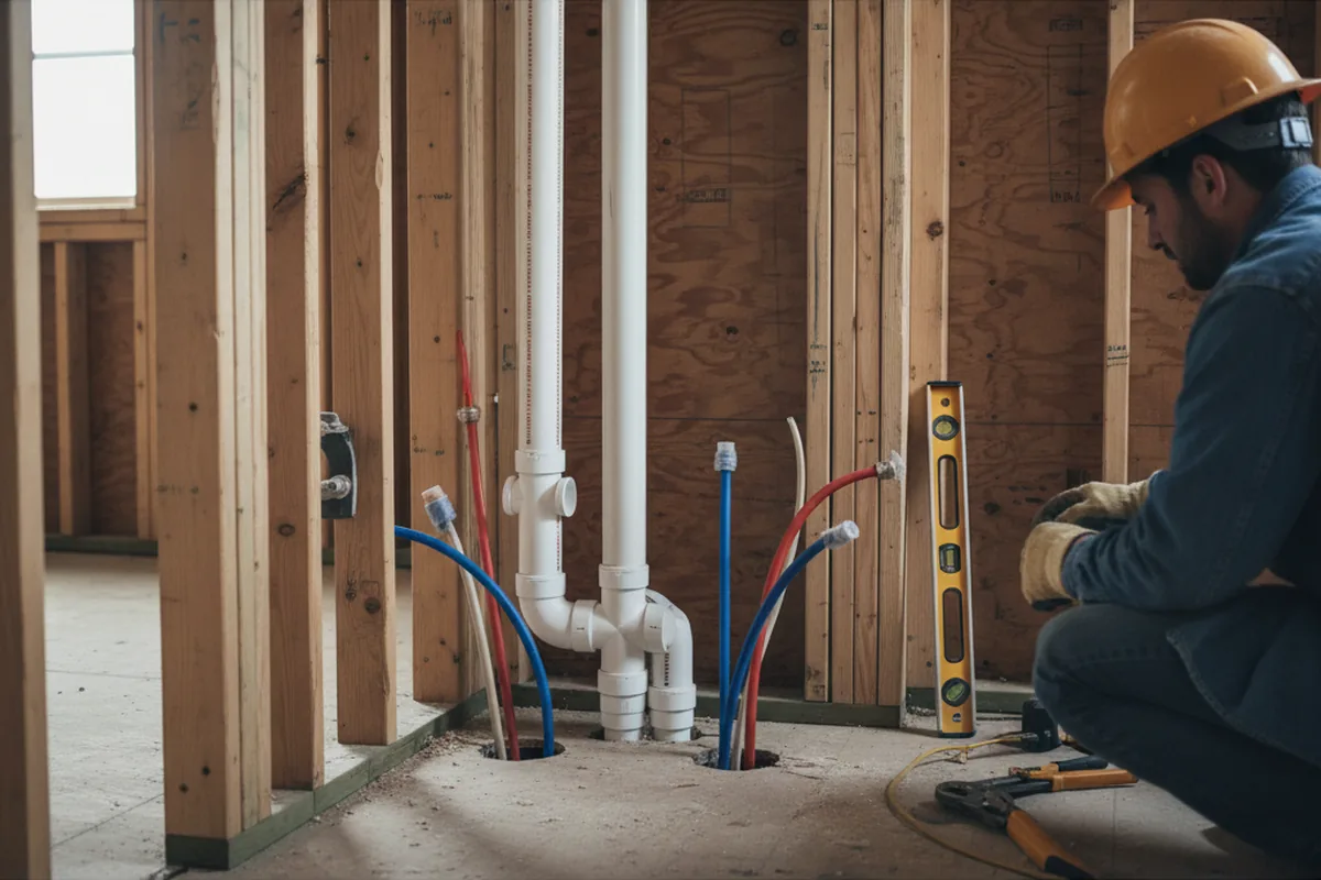 Drain and supply rough-in during Leak Detection in Millstadt